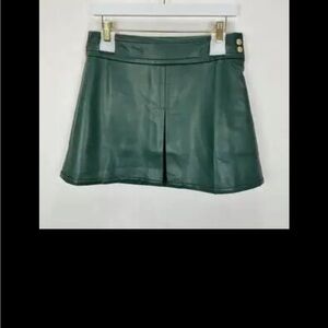 J. Crew Dark Green Faux Leather Mini Skirt